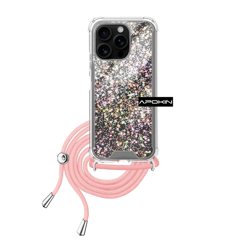 Capa de Gel Apokin Transparente com Cordão para iPhone 16 Pro Preto - Imagem 3