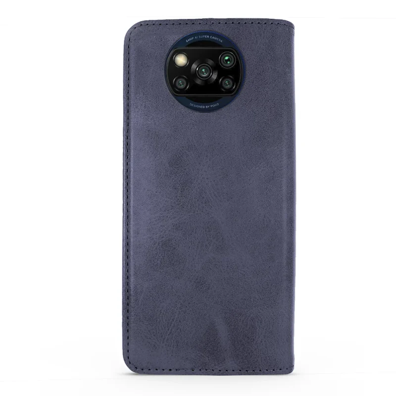 Capa com Tampa Apokin para Xiaomi Poco X3 em Pele Sintética com Porta-Cartões Azul - Imagem 6