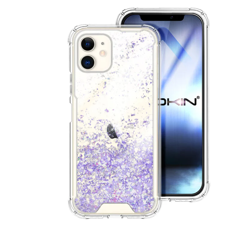 Capa Apokin para iPhone 11 Gel Transparente com Glitter Azul Turquesa - Imagem 2