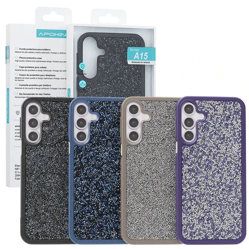 Capa Apokin para Samsung Galaxy A15 em Silicone com Cristais Efeito Diamante Variedade de cores - Imagem 1