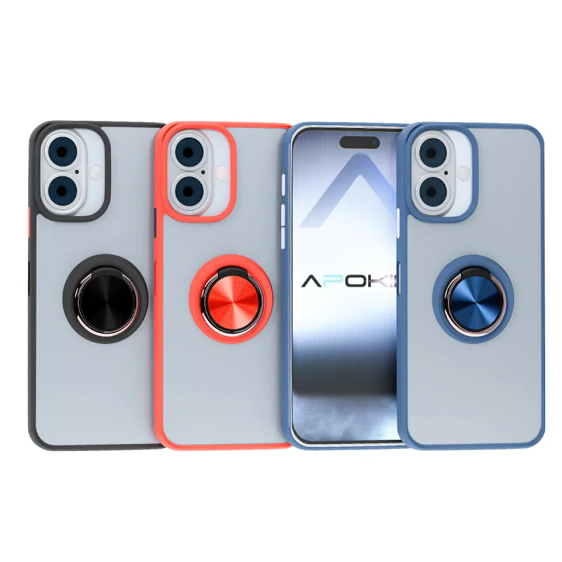 Capa Apokin para iPhone 16 Plus Gel Fumada com Íman e Suporte Preto