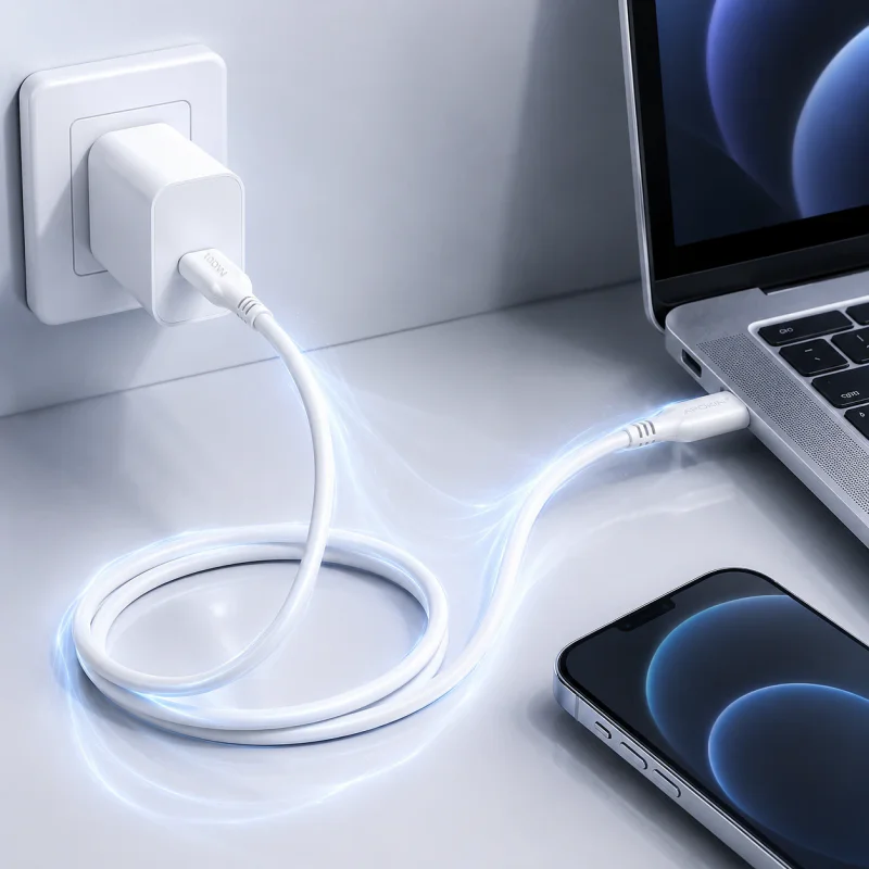 Cabo USB-C para USB-C Apokin 100 W 1 m Branco - Imagem 4