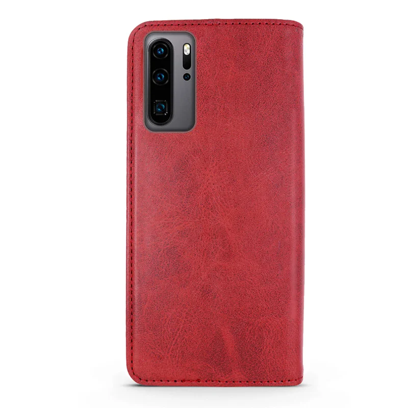 Capa de Pele Sintética Apokin com Porta-cartões para Huawei P30 Pro Vermelho - Imagem 5