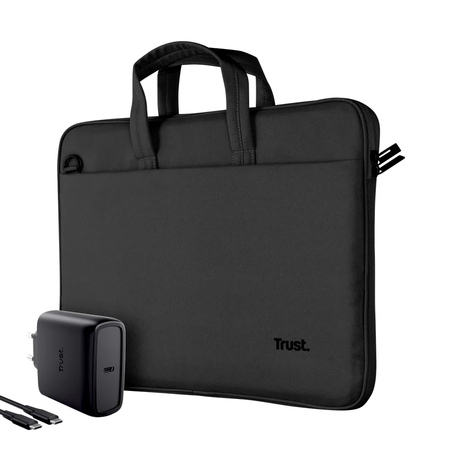 Pack Mala para Portátil até 16" Trust Bologna com Carregador USB-C GaN 65W - Imagem 1
