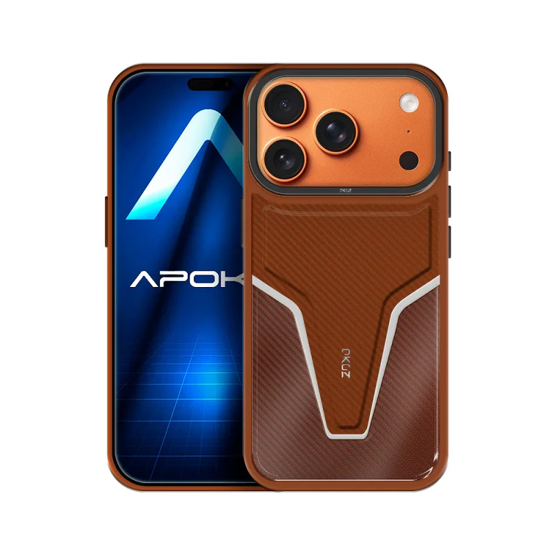Capa Apokin Caesar para iPhone 17 Pro Max / 18 Pro Max Efeito Pele Carbono Laranja - Imagem 4