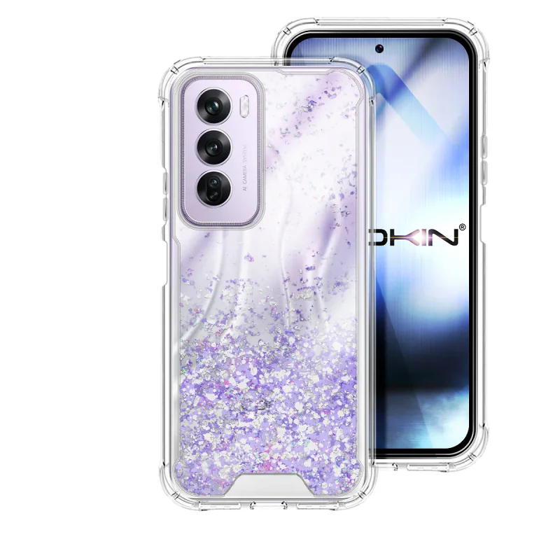 Capa Apokin para Oppo Reno 12 Pro Gel Transparente com Purpurina Rosa - Imagem 2