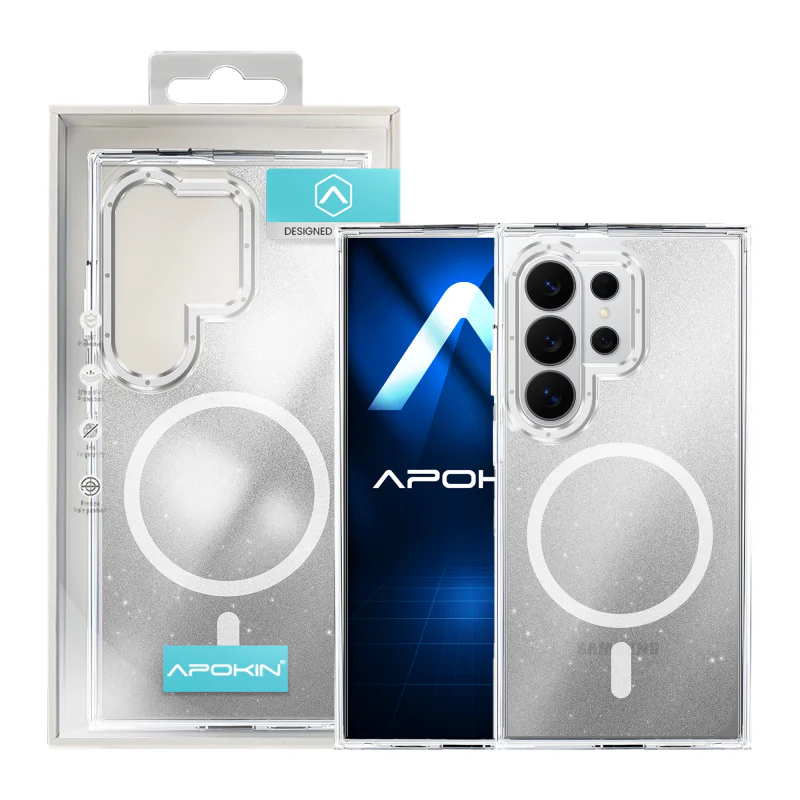 Capa Apokin com Purpurina e MagSafe para Samsung Galaxy S24 Ultra Prata - Imagem 3