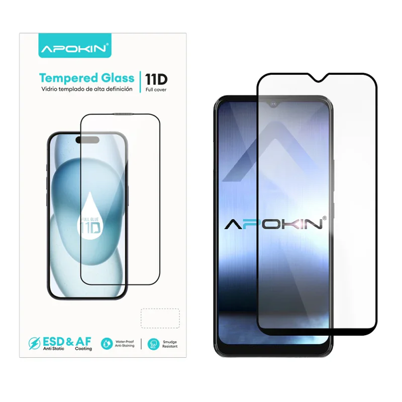 Película Protetora Apokin para ZTE Blade 20 5G Vidro Temperado Curvo 11D Preto