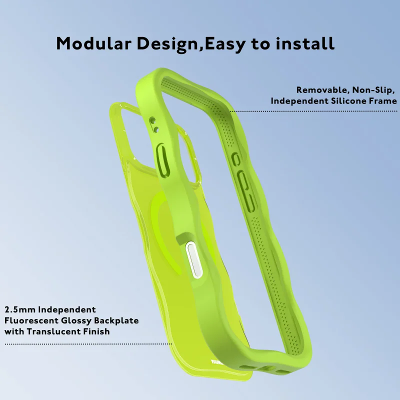 Capa Apokin Youngkit para iPhone 17 Pro / 18 Pro Big Wave Magnética Multicolor Verde néon - Imagem 4