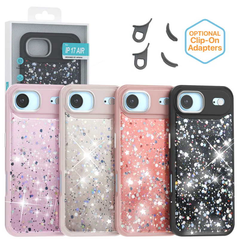 Capa Apokin para iPhone 17 Air com Purpurina Bling Bling Preto