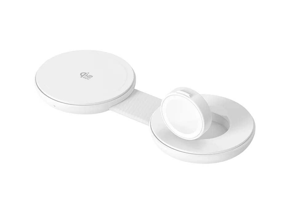 Carregador Sem Fios Magnético Conceptronic GORGON04W 2 em 1 Qi2 25 W Dobrável para iPhone e Apple Watch Branco - Imagem 2