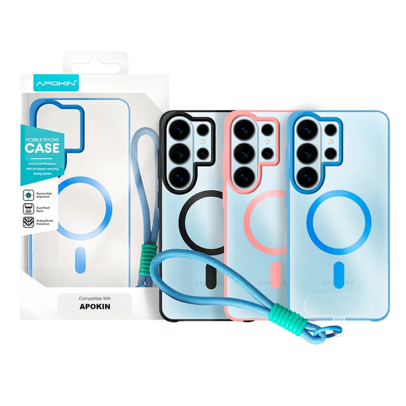 Capa Apokin para Samsung Galaxy S26 Ultra em Silicone com Correia e MagSafe Variedade de cores