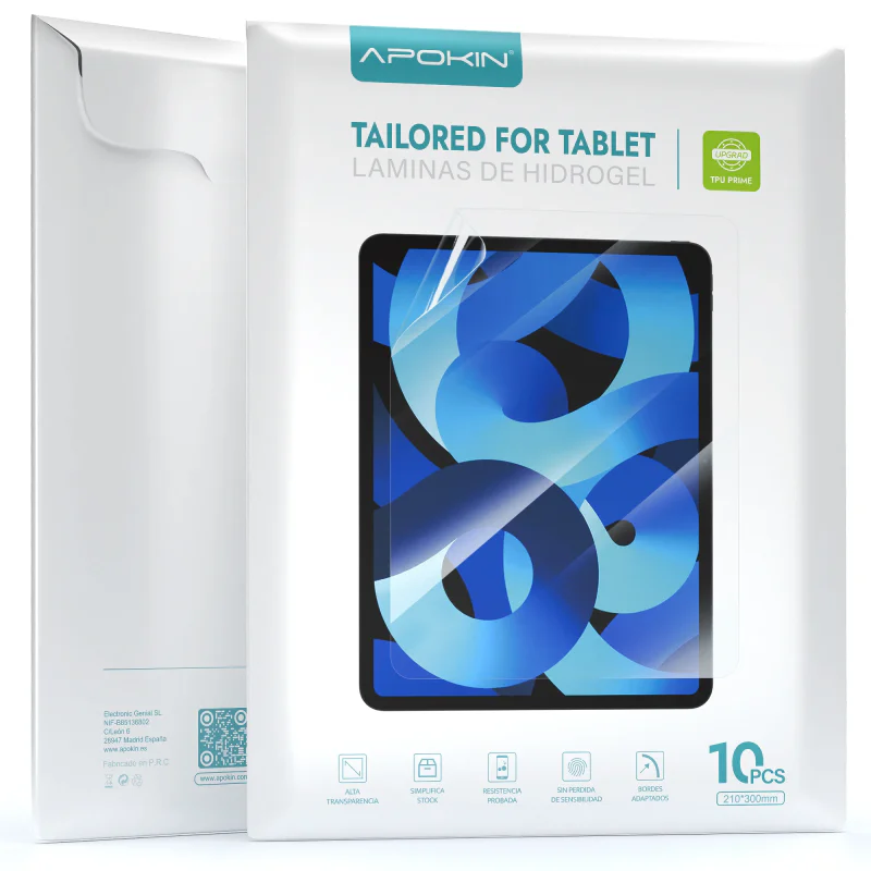 Películas de Hidrogel Apokin para Tablet 12 Polegadas Embalagem de 10 Unidades