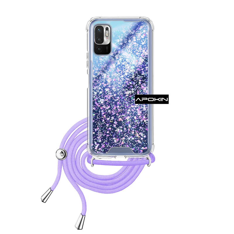 Capa em Gel Apokin Transparente com Cordão para Xiaomi Redmi Note 10 5G Rosa - Imagem 2