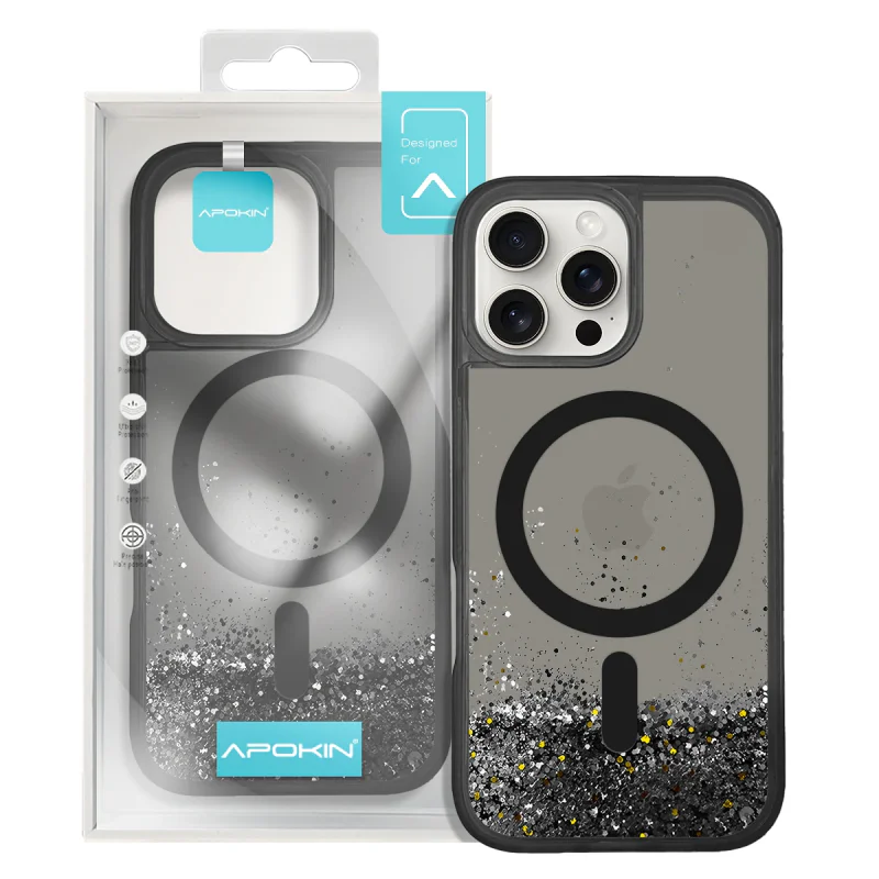 Capa Apokin com Purpurina e MagSafe para iPhone 15 Pro Max Prata - Imagem 5