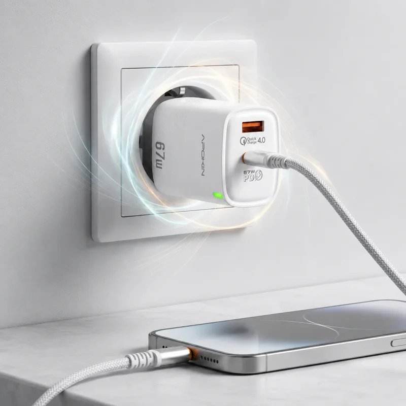 Carregador de Rede Apokin USB-A e USB-C QC 4.0 67 W - Imagem 5