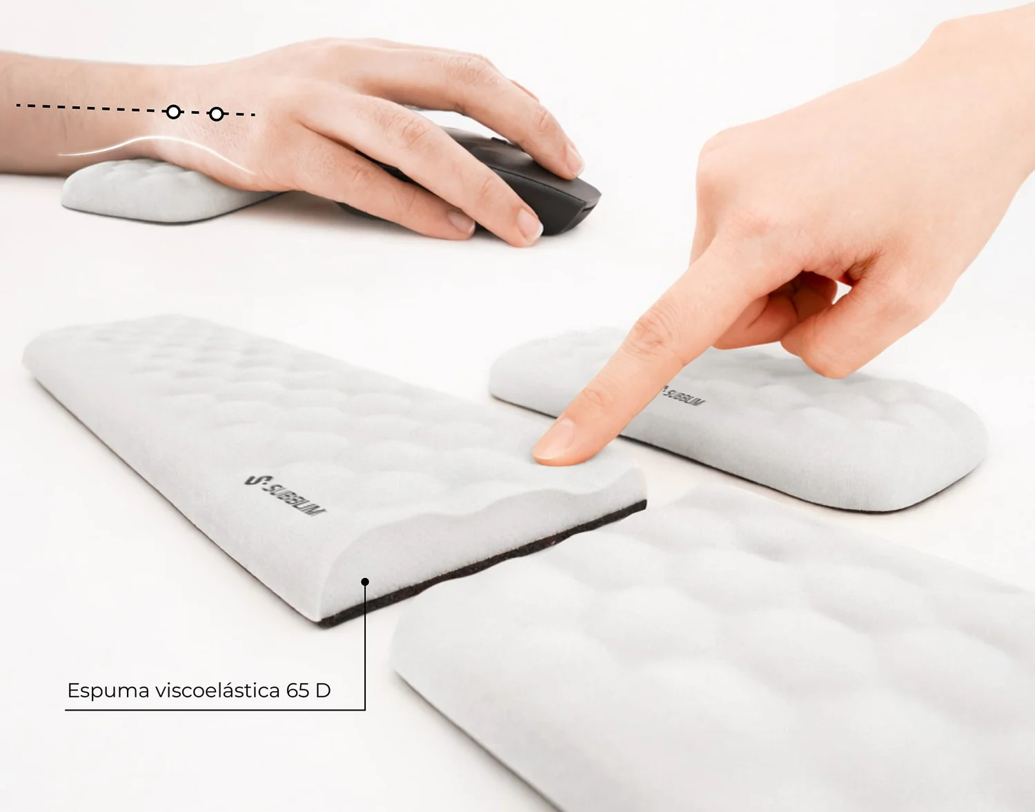 Pack Apoios de Pulso para Teclado e Rato Subblim Ergo AirPadding Prateado - Imagem 2