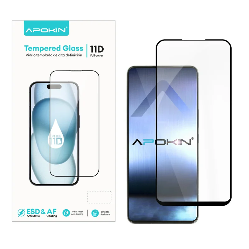 Película de Vidro Curvo Apokin 11D Full Glue para ZTE Axon 30 5G Preto - Imagem 1