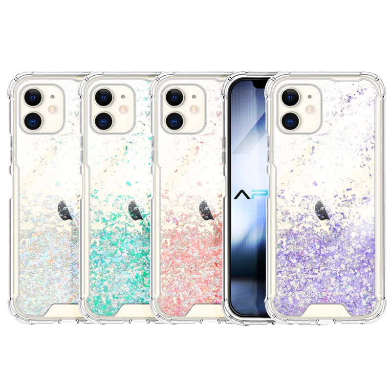 Capa Apokin para iPhone 11 Gel Transparente com Glitter Azul Turquesa