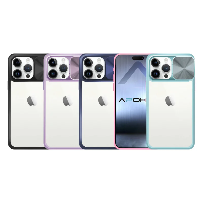 Capa Antichoque Apokin em Gel com Tampa Deslizante para iPhone 14 Pro Azul marinho - Imagem 1