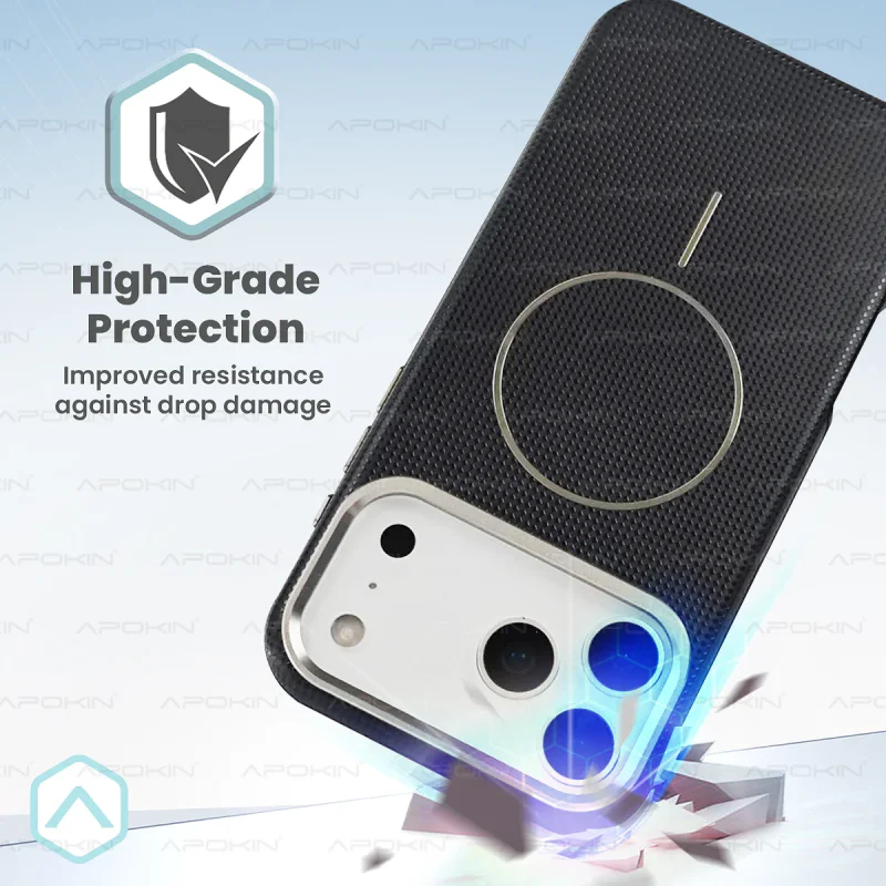 Capa Apokin para iPhone 17 Pro Max e 18 Pro Max com Efeito Fibra de Carbono Castanho - Imagem 4