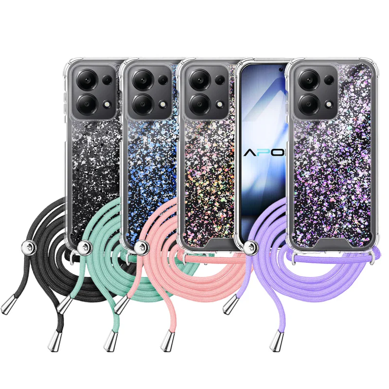 Capa de Gel Transparente Apokin com Cordão para Xiaomi Redmi Note 13 Pro 4G Azul turquesa - Imagem 1