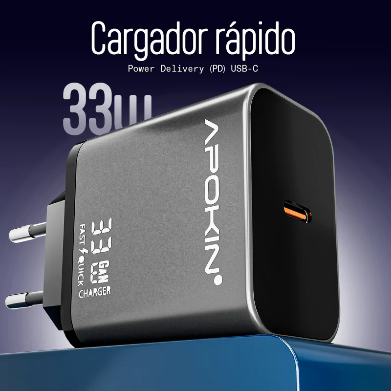 Carregador de Parede Apokin USB Tipo-C 33 W - Imagem 2