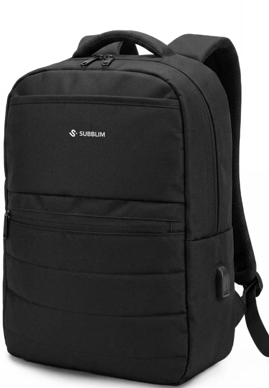 Mochila Subblim Compact Backpack 15L para Portátil até 15,6" com USB-C Repelente à Água Preta