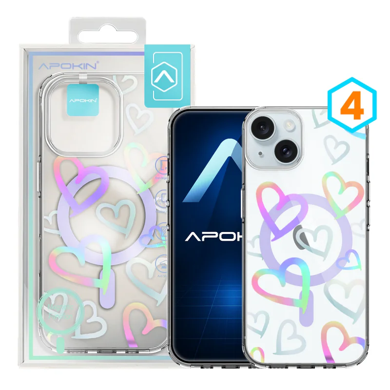 Capa Apokin para iPhone 15 Iridescente Metalizada com Desenhos e MagSafe 2 - Imagem 5