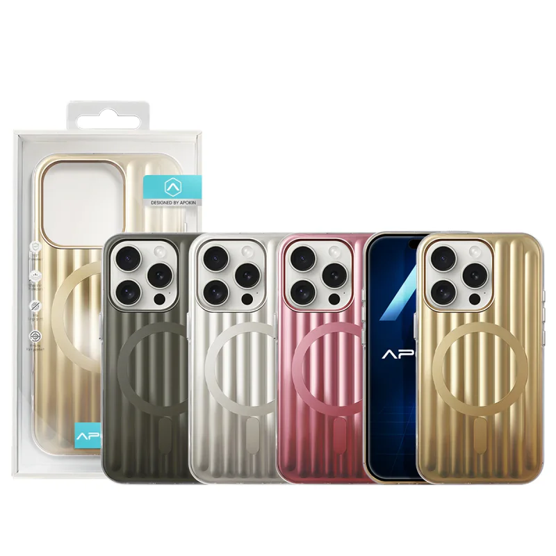 Capa Apokin para iPhone 15 Pro Metálica com MagSafe Rosa