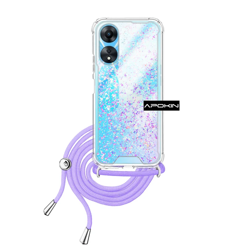 Capa Apokin em Gel Transparente com Cordão para Oppo A98 Lilás - Imagem 2