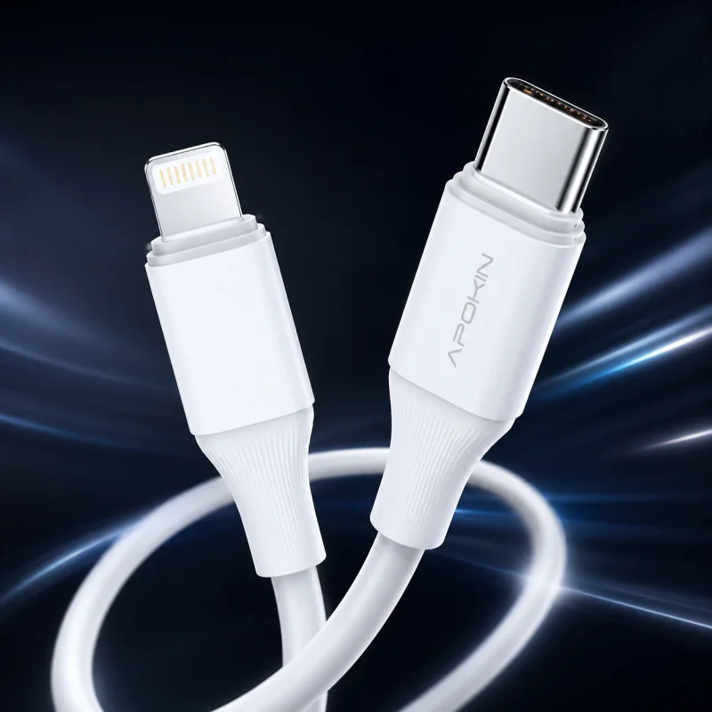 Cabo USB-C para Lightning Apokin Série Básica 27 W Branco - Imagem 2