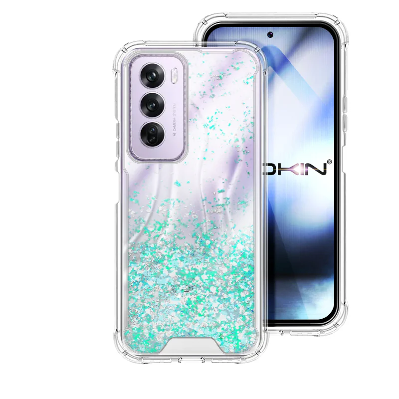 Capa Apokin para Oppo Reno 12 Pro Gel Transparente com Purpurina Rosa - Imagem 4