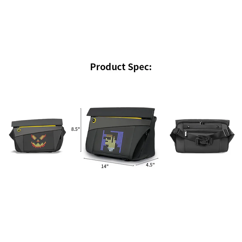Mala de Tiracolo Divoom Pixoo Sling Bag-V com Ecrã LED 16x16 Preto - Imagem 2