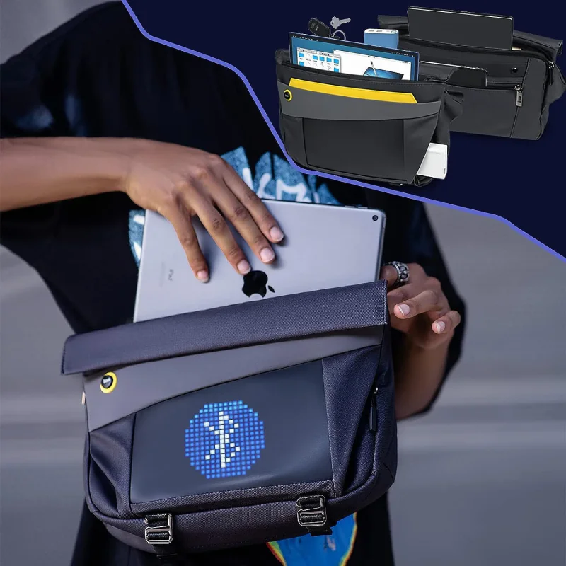 Mala de Tiracolo Divoom Pixoo Sling Bag-V com Ecrã LED 16x16 Preto - Imagem 5
