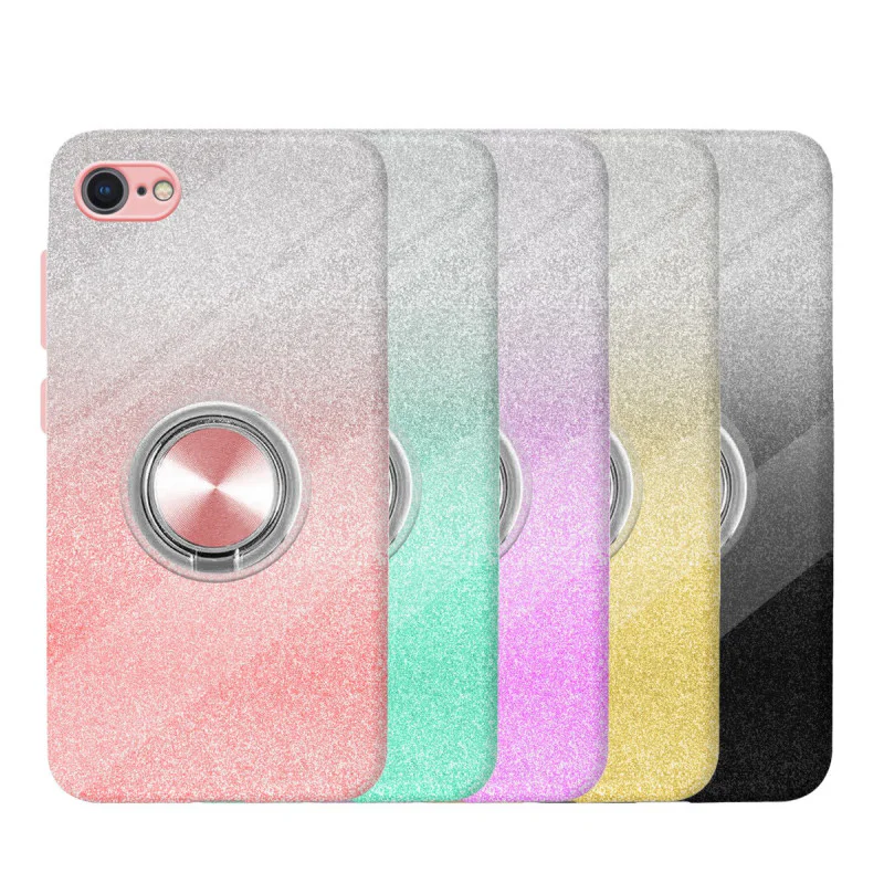 Capa Apokin para iPhone 7, 8 e SE Silicone Brilhante com Íman e Anel Suporte 360 Rosa