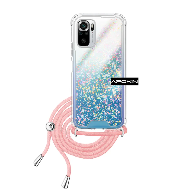 Estojo de Gel Apokin Transparente com Cordão para Xiaomi Redmi Note 10 4G Azul turquesa - Imagem 3