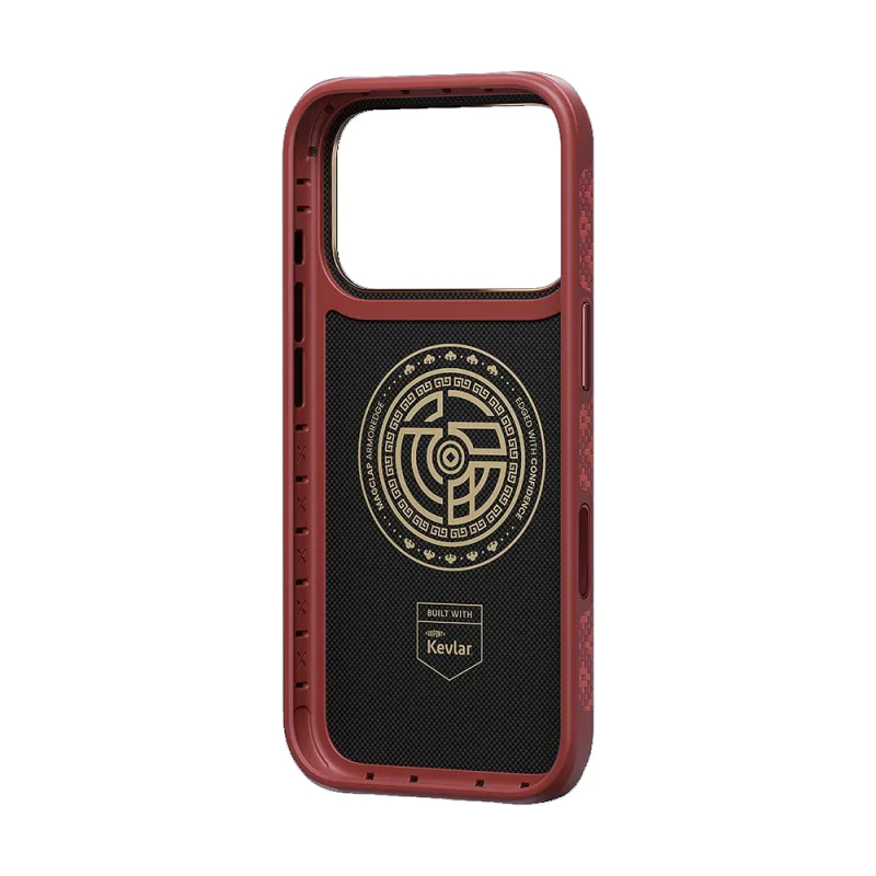Capa Apokin BENKS ZhenShield X9 Magnética em Kevlar para Apple iPhone 17 Pro Max e 18 Pro Max Granada e dourado - Imagem 3