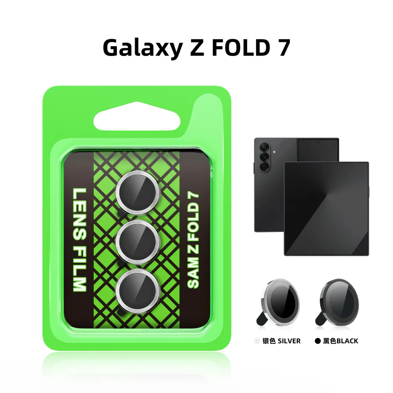 Protetor Apokin de Lentes para Samsung Galaxy Z Fold 7 Anéis Metálicos Preto
