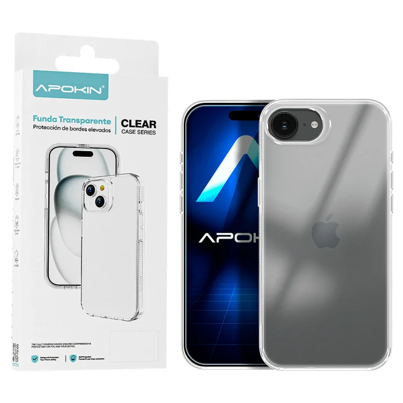 Capa Antichoques Apokin ABR para iPhone 16e e iPhone 17e Transparente - Imagem 1