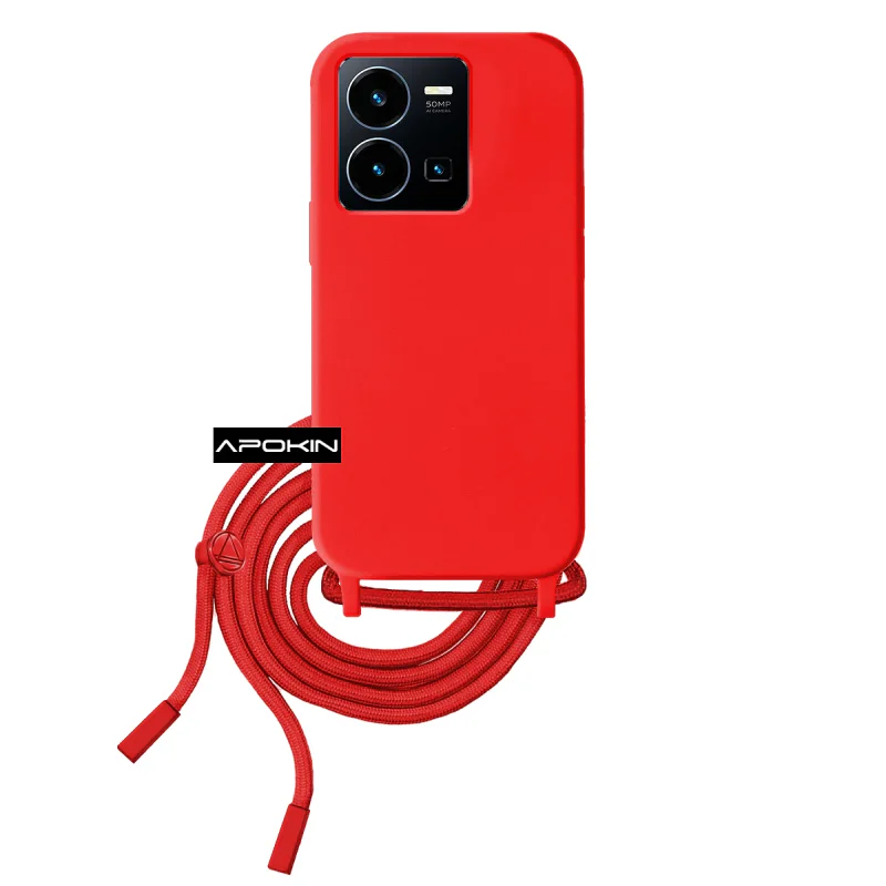 Capa Apokin para Vivo Y22s / Y35 Silicone Suave com Cordão Vermelho - Imagem 3