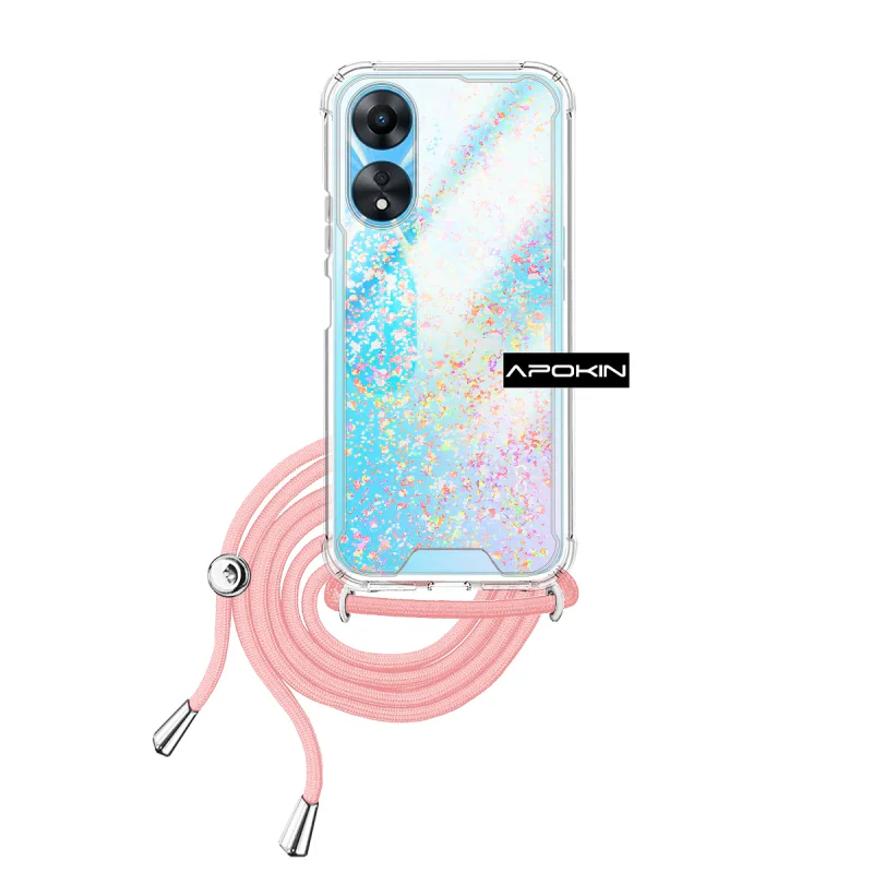Capa Apokin em Gel Transparente com Cordão para Oppo A98 Lilás - Imagem 3