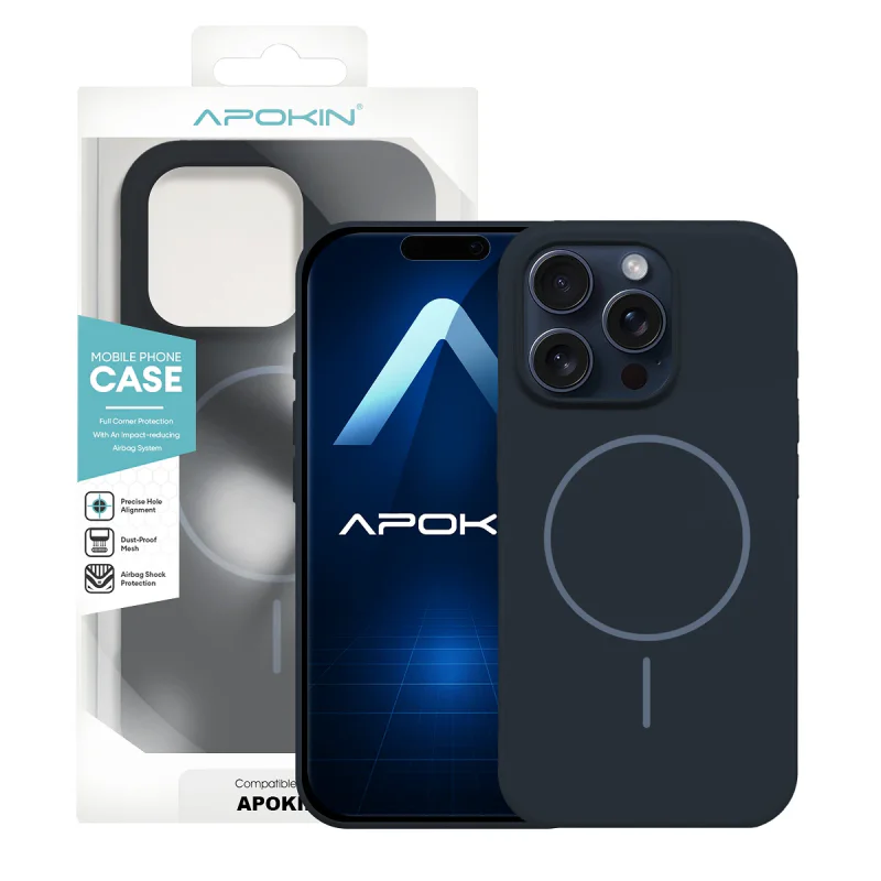 Capa Apokin em Silicone Premium para Apple iPhone 15 Pro com MagSafe Cor: Variedade de cores - Imagem 2
