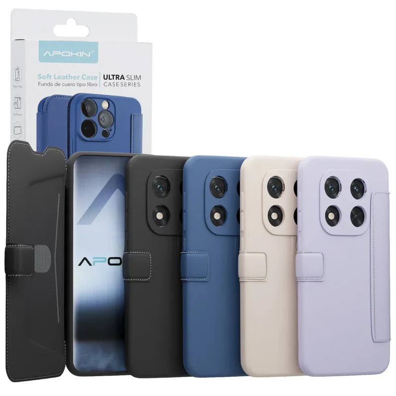 Capa Apokin para Xiaomi Redmi Note 14 Pro Plus 5G Silicone Efeito Couro Preto