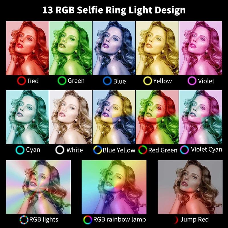 Anel de Luz Apokin Mini Ring Light RGB com Espelho Portátil Recarregável Multicolor - Imagem 2