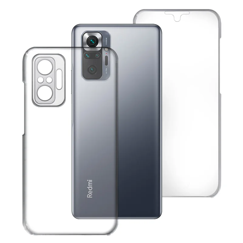 Capa Dupla Apokin para Xiaomi Redmi Note 10 Pro em Silicone Frente e Traseira Transparente