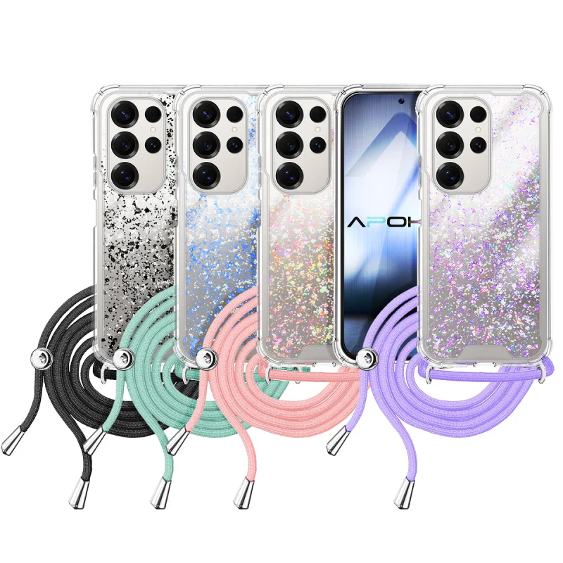 Capa Apokin para Samsung Galaxy S25 Ultra Gel Transparente com Cordão Azul turquesa - Imagem 1