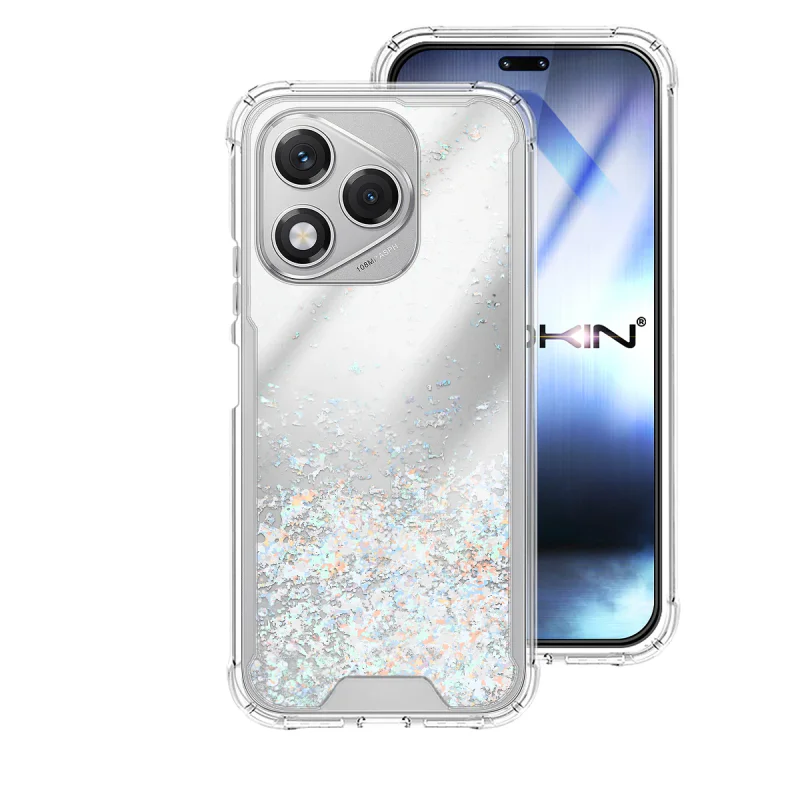 Capa de Gel Apokin para Honor 400 Lite Transparente com Purpurina Lilás - Imagem 5