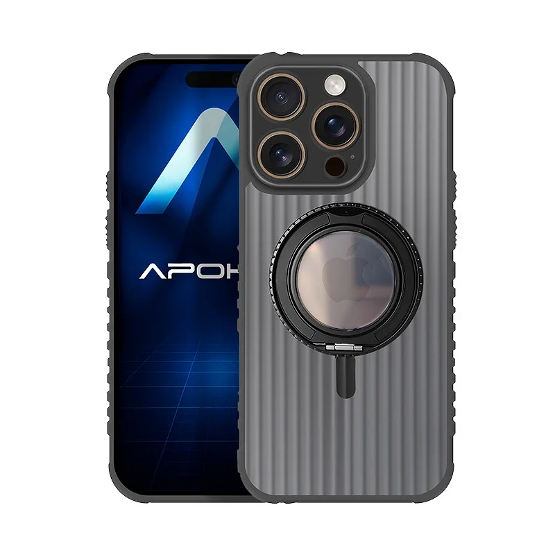 Capa Metalizada Apokin para iPhone 15 Pro com Suporte em Anel - Imagem 2