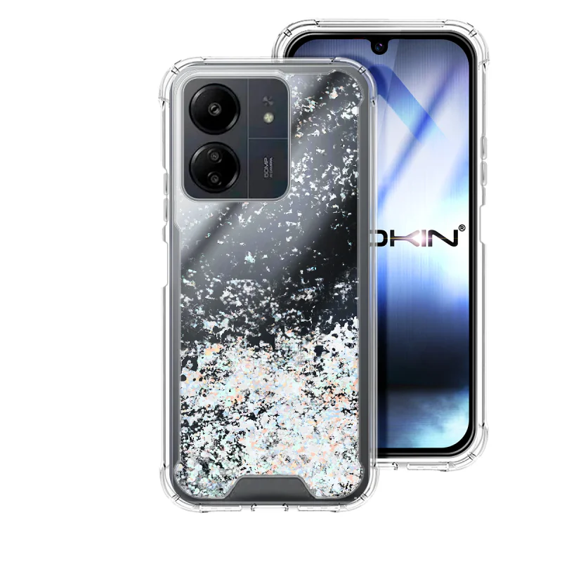 Capa de Gel Apokin Xiaomi Redmi 13C Transparente com Purpurina Lilás - Imagem 5